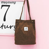 Weiyinxing Women Corduroy Shoulder Bag Reusable Shopping Bags Casual Tote 2023 New Soft Female Handbag Hot sale Canvas Large Size Pocket