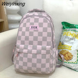 Weiyinxing Girl Plaid Student Backpack Korean Large Capacity Cute Women’S Schoolbag High Quality Waterproof Travel Bag Cool New