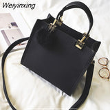 Weiyinxing Women Bag Fashion Messenger Bag Handbag Casual Tote Bag Female Large Shoulder High Quality Suede Leather Handbag With Fur Ball