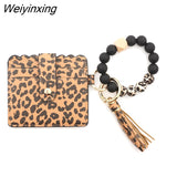 Weiyinxing Pc 8 Colors Fashion Women Bracelets Card Holder Leopard Female Business Card Case Wristband Key Chain for Men