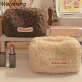 Weiyinxing Hair Cosmetic Bag Plush Storage Bag Cute Stationery Bag Large Capacity Stationery Cosmetic Storage Bag