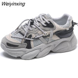 Weiyinxing Sneakers Platform Women Shoes Breathable White Shoes Women Reflective Wedges Dad Shoes Casual Women Chunky Sneakers