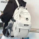 Weiyinxing Waterproof Nylon Backpack Fashion Vertical Zipper Travel Bag for College Couples Schoolbag Men and Women Laptop Backpack