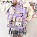 Weiyinxing Capacity Kawaii Women Multi-Pocket Nylon Backpack Ins Junior High School Student School Bag Girls Backpack Laptop Book