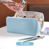 Weiyinxing Travel Cosmetic Bag for Women Leather Makeup Organizer Female Toiletry Kit Bags Make Up Case Storage Pouch Luxury Lady Box