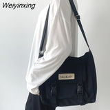 Weiyinxing Classic Simple Messenger Bag Women's South Korea Chic Postman Bag Lady Student Nylon Waterproof Canvas Schoolbag