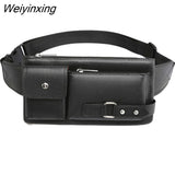 Weiyinxing New Waist Bag Men Leather Fanny Pack Chest Bag Male Casual Belt Bags Sling Crossbody Bum Bag Belly Waist Packs