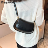 Weiyinxing Fashion Brand Designer Small Simple PU Leather Crossbody Bags for Women Shoulder Bag Luxury Solid Color Handbags and Purses