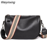 Weiyinxing Half Moon Bag 100% Genuine Leather Luxury Brand Handbag Wide Strap Crossbody Bag Shoulder Bag For Fashion Soft Women Bag