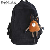 Weiyinxing Cute Women Corduroy Backpack Schoolbag For Teenage Girls Boys Book Laptop Rucksack Mochila Female Travel Schoolbag