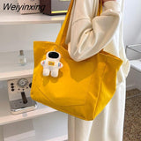 Weiyinxing Capacity Canvas Women's Handbag Cute Female Shoulder Bags Travel Totes Purse Girl Daily Shopping Bag