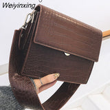 Weiyinxing Pattern PU Leather Crossbody Bags For Women 2023 Wide Shoulder Straps Brand Designer Shoulder Messenger Bag Handbags Totes