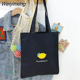 Weiyinxing Canvas Bag for Women New Shopper Handbags Reusable Canvas Shoulder Tote Bag school bags for girl Casual tote bags