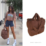 Weiyinxing Sapce Padded Large Tote Bag Designer Women Handbags Luxury Nylon Down Cotton Shoulder Bags Plaid Big Winter Bag Sac 2023 911