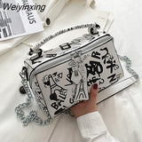 Weiyinxing Luxury Design Women Leather Handbags and Purse Fashion Crossbody Bags for Women Graffiti Handbags Shoulder Bags Women Bag 911