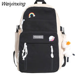 Weiyinxing High Capacity Fashion Big Student Backpack Badge Rucksack Girls School Bag Women Backpack Female Cute Leisure Travel Mochila