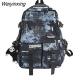 Weiyinxing Retro Nylon Backpack Fashion Waterproof Men Laptop Bag Student College School Bag For Teenage Girl Travel Backpack Book Bags