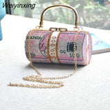 Weiyinxing Crystal Money USD Bags Dollar Design Luxury Diamond Evening Bags Party Purse Clutch Bags Wedding Dinner Purses and Handbags