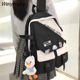 Weiyinxing Badge Travel Book Laptop Backpack Trendy Women School Bag Ladies Nylon Leisure College Backpack Fashion Female Student Bags