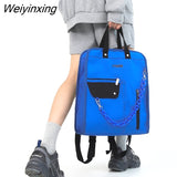 Weiyinxing Waterproof Nylon Women Backpack Multi-functional Letter Printing Travel Bag Female Chain Square Back Pack Small Schoolbag