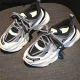 Weiyinxing Platform Sneakers Round Toe 2023 Spring Women's Chunky Shoes Lace Up Black Female Trainers Dad Shoes Tenis Feminino