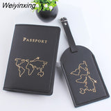 Weiyinxing pcs New Map Couple Passport Cover Letter Women Men Travel Wedding Passport Cover Holder Travel Case Set