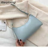 Weiyinxing Simple Female Daily Bag Casual PU Leather Sling Handbag Purse Women Elegant Chain Shoulder Crossbody Bag Shopping Bag