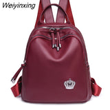 Weiyinxing Designer Women Travel Backpack High Quality Soft PU Leather Women Backpack Fashion Girls School Backpack Women Backpack