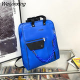 Weiyinxing Waterproof Nylon Women Backpack Multi-functional Letter Printing Travel Bag Female Chain Square Back Pack Small Schoolbag