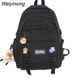 Weiyinxing Women Solid Color School Backpack Black Nylon Female New Rucksack Casual Lady Travel Backpacks Korean Backpack Mochila