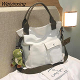 Weiyinxing Women's Tote Shoulder Bag Solid Color Canvas Crossbody Bags for Women Handbags Shopping Bag Ladies Messenger Bag Bolso