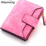 Weiyinxing Fashion Lady Letter Wallet Zipper Short Clutch Solid Vintage Matte Women Wallet Fashion Small Female Purse Short Purse