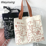 Weiyinxing Women Canvas Shopping Bags Eco Reusable Foldable Shoulder Bag Large Capacity Handbags Casual Cute Bag for Women Shopping Bags