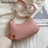 Weiyinxing New Women's Fashion Handbags Retro Solid Color PU Leather Shoulder Underarm Bag Casual Women Handbags 911
