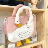 Weiyinxing Lovely Women Canvas Goose Bag Duck Diagonal Straddle Bag Girl Student Shoulder Bag Female Cartoon Animal Profile Pack