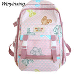 Weiyinxing Girl College Striped Backpacks Women Cute Student Plaid School Bag Teenage Girls Harajuku Female Travel Backpack Kawaii