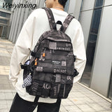 Weiyinxing Graffiti Large-capacity Backpack Women Man Waterproof School Bags for Teenagers Geometric Travel Backpack Ladies Bookbags