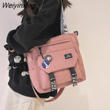 Weiyinxing Canvas Handbags Shoulder Bag Male Women Messenger Crossbody Bags Student Large Capacity School Bags Versatile Tote Bag