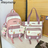 Weiyinxing New High School Girls Backpack Shoulder Bags Multi Pockets Waterproof School Bag Teenage Girls Kawaii Backpack Mochila