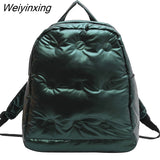 Weiyinxing Women Large Capacity Backpacks High Quality Space Cotton Female Bag School Bags Travel Bagpack Nylon Down Cotton Ladies Bookbag