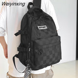 Weiyinxing Men High Capacity Travel Book Bag Girl Boy Lattice SchoolBag Male Women Plaid College Backpack Lady Laptop Unisex Fashion