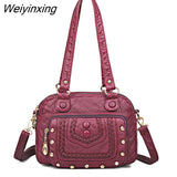 Weiyinxing Quality Soft Leather Women's Handbags Luxury Small Female Shoulder Bags Casual Ladies Tote Bag Designer Rivet Messenger Bag