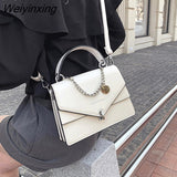 Weiyinxing Small Square Bag 2023 Summer New Chains Handbag Women Casual Wild Shoulder Bag Lock Tide Bag Diagonal Female Bag Black