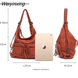 Weiyinxing FASHION Soft PU Leather Shoulder Bags Multi Purpose Multiple Pockets Backpack for Women Leisure Shoulder Bag Lady Handbag