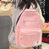 Weiyinxing Product Large Capacity Posh Student Backpack Korean Simple Style Solid Color Shoulder Bag Fashion Schoolgirl Bag Waterproof