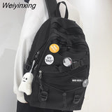 Weiyinxing Lady Male Mesh Badge School Backpack Female Nylon College Backpack Boy Girl Travel Bag Fashion Men Women Book Laptop Bags