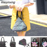 Weiyinxing PU Leather Luminous Handbags for Women 2023 High Quality Geometric Night Light Square Foldable Shoulder Bags
