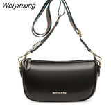 Weiyinxing Quality oil wax Cow Leather Shoulder Crossbody Bag for Women 2023 Designer Wide Straps Female Messenger Bag Fashion Handbag