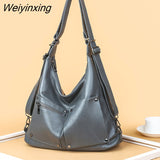 Weiyinxing Quality Soft Leather Handbag for Women Vintage Shoulder Tote Shopper Bag Luxury Ladies Large Capacity Purse Bags Sac A Main