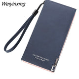 Weiyinxing Leather Fashion Women's Wallet Solid Color Zipper Long Wallet Simple Personality Women's Handbags Coin Purse Mobile Phone Bag